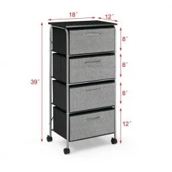 4-Drawer Gray Fabric Dresser Storage Tower Shelves with Casters and MDF Top, Organizer Unit for Bedroom,Closet,Entryway by ANBAZAR 15 4-Drawer Gray Fabric Dresser Storage Tower Shelves with Casters and MDF Top, Organizer Unit for Bedroom,Closet,Entryway by ANBAZAR -ANBAZAR Sales 4 drawer gray anbazar accent cabinets d 001082 b 1f 1000