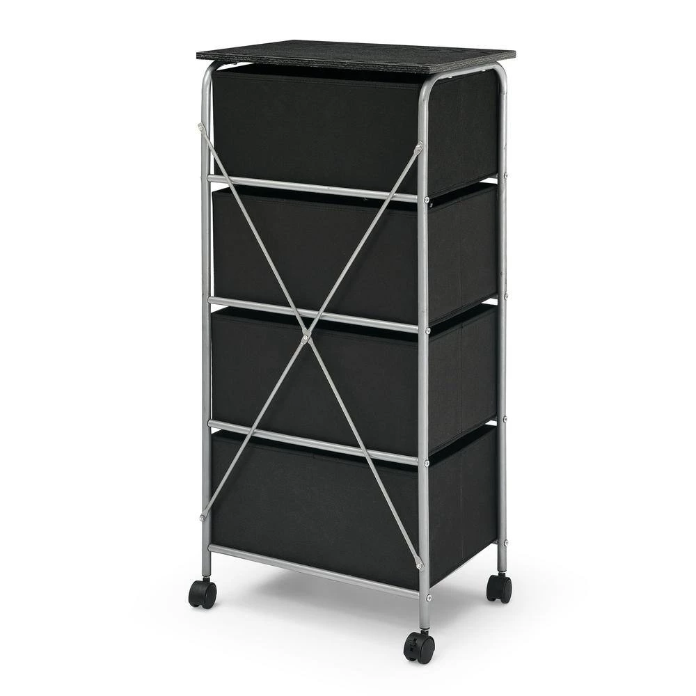 4-Drawer Gray Fabric Dresser Storage Tower Shelves with Casters and MDF Top, Organizer Unit for Bedroom,Closet,Entryway by ANBAZAR 5 4-Drawer Gray Fabric Dresser Storage Tower Shelves with Casters and MDF Top, Organizer Unit for Bedroom,Closet,Entryway by ANBAZAR - Image 5
