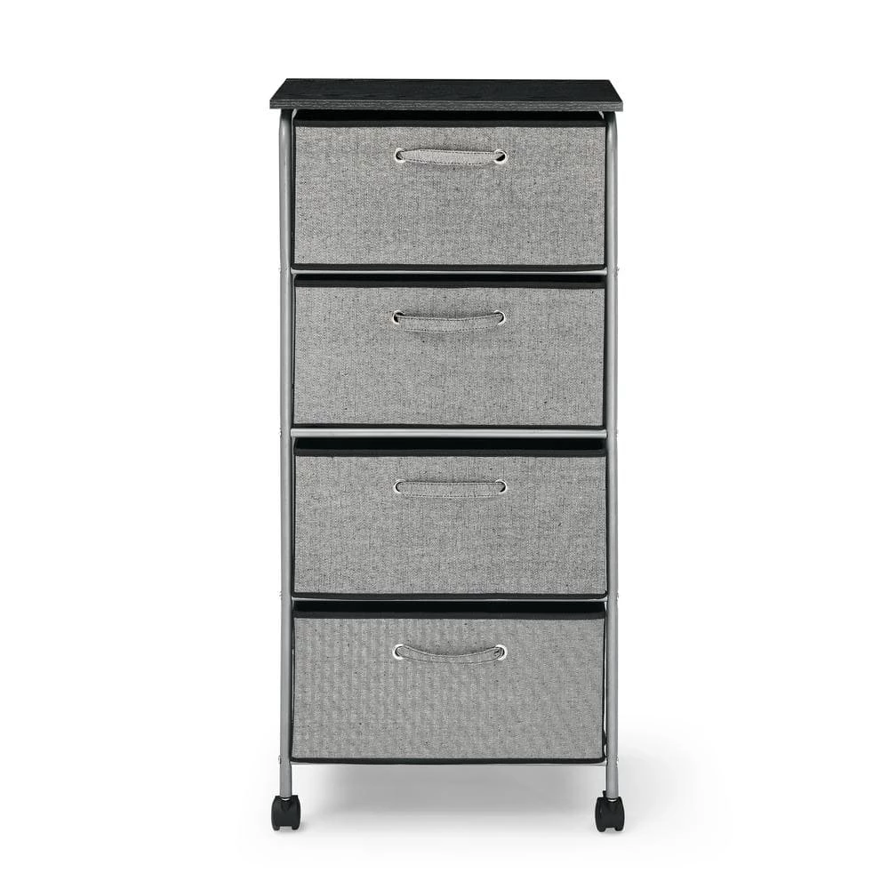 4-Drawer Gray Fabric Dresser Storage Tower Shelves with Casters and MDF Top, Organizer Unit for Bedroom,Closet,Entryway by ANBAZAR 1 4-Drawer Gray Fabric Dresser Storage Tower Shelves with Casters and MDF Top, Organizer Unit for Bedroom,Closet,Entryway by ANBAZAR