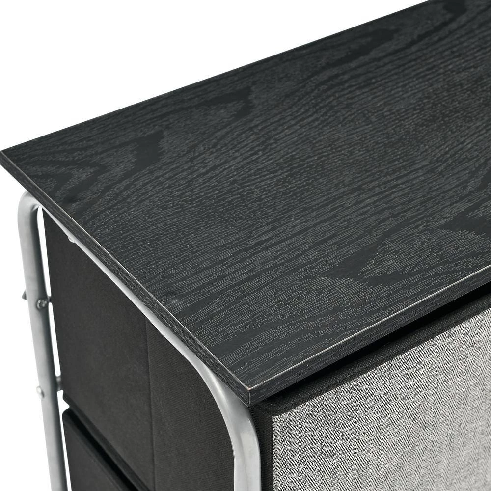 4-Drawer Gray Fabric Dresser Storage Tower Shelves with Casters and MDF Top, Organizer Unit for Bedroom,Closet,Entryway by ANBAZAR 8 4-Drawer Gray Fabric Dresser Storage Tower Shelves with Casters and MDF Top, Organizer Unit for Bedroom,Closet,Entryway by ANBAZAR - Image 8