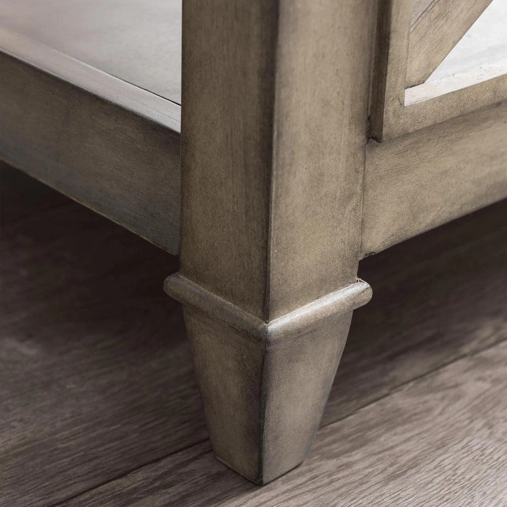 24'' Tall Antique Gray End Table with storage shelf by ANBAZAR 3 24'' Tall Antique Gray End Table with storage shelf by ANBAZAR - Image 3