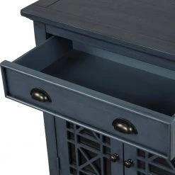 Storage Cabinet with Doors and Drawer, End Table Wood Sideboard, Entryway Accent Sofa Table for Living Room, Navy by ANBAZAR -ANBAZAR Sales antique navy anbazar sideboards buffet tables kz 114 m c3 1000