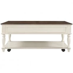 47 .25 in.Rectangle Wood Coffee Table with 2 Drawers and Shelf, Movable with Caster Wheels . by ANBAZAR -ANBAZAR Sales antique white anbazar coffee tables ff34 k 1d 1000