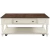 47 .25 in.Rectangle Wood Coffee Table with 2 Drawers and Shelf, Movable with Caster Wheels . by ANBAZAR
