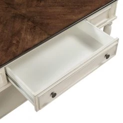 47 .25 in.Rectangle Wood Coffee Table with 2 Drawers and Shelf, Movable with Caster Wheels . by ANBAZAR -ANBAZAR Sales antique white anbazar coffee tables ff34 k a0 1000