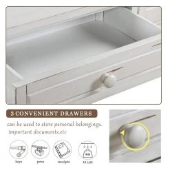 64 inch Long Console Table with Drawers and Shelf, Sofa Table Entryway Table for Hallway, Living Room, Antique White by ANBAZAR -ANBAZAR Sales antique white anbazar sideboards buffet tables kz 112 k 1f 1000