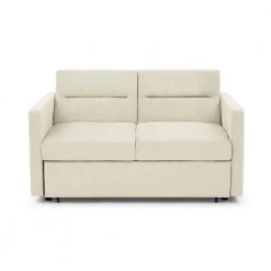 54.5"W Chenille Loveseats Sofa Bed with Pull-out Bed, Adjsutable Back and Two Arm Pocket-Beige by ANBAZAR