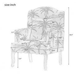 Retro linen Fabric Tufted Armchair，Upholstered Single Sofa，Comfy Reading Chair for Living Room Bedroom by ANBAZAR -ANBAZAR Sales beige leaf anbazar accent chairs ff116 c 44 1000