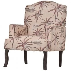 Retro linen Fabric Tufted Armchair，Upholstered Single Sofa，Comfy Reading Chair for Living Room Bedroom by ANBAZAR -ANBAZAR Sales beige leaf anbazar accent chairs ff116 c fa 1000