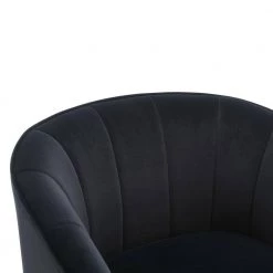 Velvet Barrel Chair/Accent Chair, Single Sofa Chair with Back, Tufted Upholstered Armchair with Metal Legs,Bedroom,Black by ANBAZAR -ANBAZAR Sales black anbazar accent chairs wjz 137e 4f 1000