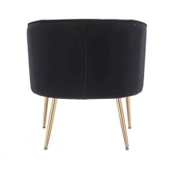 Velvet Barrel Chair/Accent Chair, Single Sofa Chair with Back, Tufted Upholstered Armchair with Metal Legs,Bedroom,Black by ANBAZAR -ANBAZAR Sales black anbazar accent chairs wjz 137e c3 1000