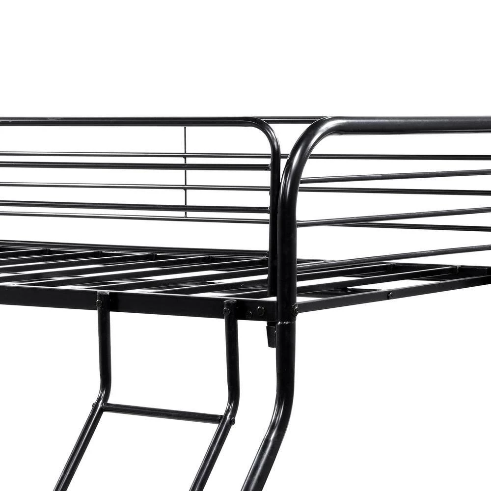 Black Twin Over Full Heavy Duty Bunk Bed with Ladder, Kids Metal Bunk Bed Frame With High Saferail and Steel Slats by ANBAZAR 6 Black Twin Over Full Heavy Duty Bunk Bed with Ladder, Kids Metal Bunk Bed Frame With High Saferail and Steel Slats by ANBAZAR - Image 6
