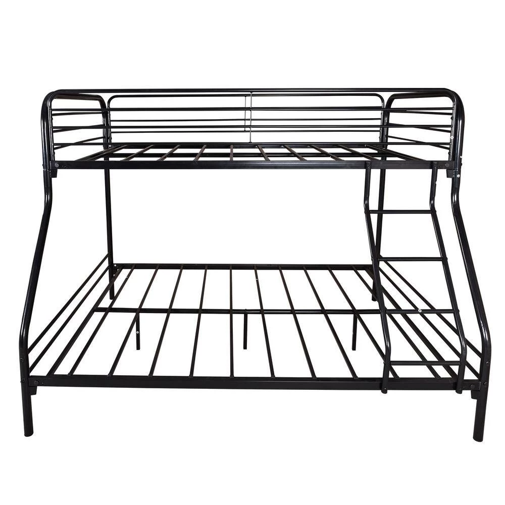 Black Twin Over Full Heavy Duty Bunk Bed with Ladder, Kids Metal Bunk Bed Frame With High Saferail and Steel Slats by ANBAZAR 4 Black Twin Over Full Heavy Duty Bunk Bed with Ladder, Kids Metal Bunk Bed Frame With High Saferail and Steel Slats by ANBAZAR - Image 4