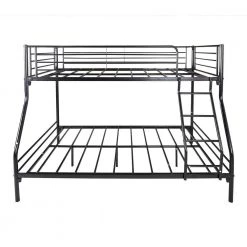 Black Heavy Duty Twin Over Full Metal Bunk Bed With Full Length Guardrail, Kids Bunk Bed Frame with 4-Step Ladder by ANBAZAR -ANBAZAR Sales black anbazar bunk beds 01416anna b c3 1000
