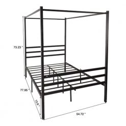 77.95*54.72*73.23in Metal Canopy Bed Frame, Platform Bed Frame Full with minimalism style Frame, Full Black by ANBAZAR
