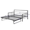 Twin Size Black Metal Daybed with Adjustable Trundle, Steel Daybed with Pop Up Trundle, Extendable Daybed Frame by ANBAZAR