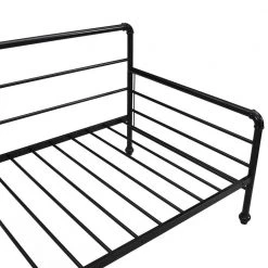 Twin Size Black Metal Daybed with Adjustable Trundle, Steel Daybed with Pop Up Trundle, Extendable Daybed Frame by ANBAZAR -ANBAZAR Sales black anbazar daybeds 00215anna fa 1000