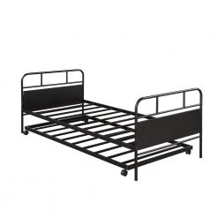 Black Twin Size Metal Daybed with Trundle Bed, Steel Platform Bed Frame with Built-in Casters for Living Room by ANBAZAR 12 Black Twin Size Metal Daybed with Trundle Bed, Steel Platform Bed Frame with Built-in Casters for Living Room by ANBAZAR -ANBAZAR Sales black anbazar daybeds 00755anna 4f 1000