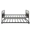 Black Twin Size Metal Daybed with Trundle Bed, Steel Platform Bed Frame with Built-in Casters for Living Room by ANBAZAR