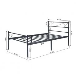 Black Twin Size Metal Platform Bed with Headboard and Footboard, Sturdy Kids Platform Bed Frame with Steel Support Slats by ANBAZAR -ANBAZAR Sales black anbazar kids beds 01391anna b 1f 1000