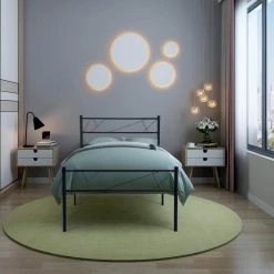 Black Twin Size Metal Platform Bed with Headboard and Footboard, Sturdy Kids Platform Bed Frame with Steel Support Slats by ANBAZAR -ANBAZAR Sales black anbazar kids beds 01391anna b 31 1000