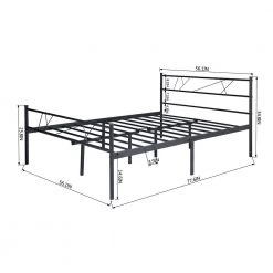 Black Full Size Metal Platform Bed with Headboard and Footboard, Sturdy Kids Platform Bed Frame with Steel Support Slats by ANBAZAR -ANBAZAR Sales black anbazar kids beds 01392anna b 1f 1000
