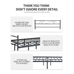 Black Full Size Metal Platform Bed with Headboard and Footboard, Sturdy Kids Platform Bed Frame with Steel Support Slats by ANBAZAR -ANBAZAR Sales black anbazar kids beds 01392anna b 4f 1000