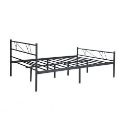 Black Full Size Metal Platform Bed with Headboard and Footboard, Sturdy Kids Platform Bed Frame with Steel Support Slats by ANBAZAR -ANBAZAR Sales black anbazar kids beds 01392anna b c3 1000