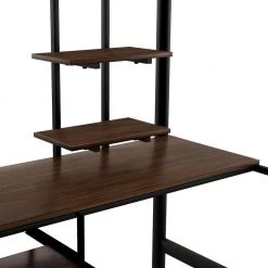Black Full Size Metal Loft Bed with Desk and Shelf, Space-saving Kids Loft Bed With Metal Frame by ANBAZAR -ANBAZAR Sales black anbazar loft beds 01106anna b 76 1000