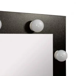 61.00"H x 27.56"W x 16.93"D Home source 9-bulb mirror dressing table set with and fool efficiency unit, 1 drawer by ANBAZAR -ANBAZAR Sales black anbazar makeup vanities wkx89 fa 1000