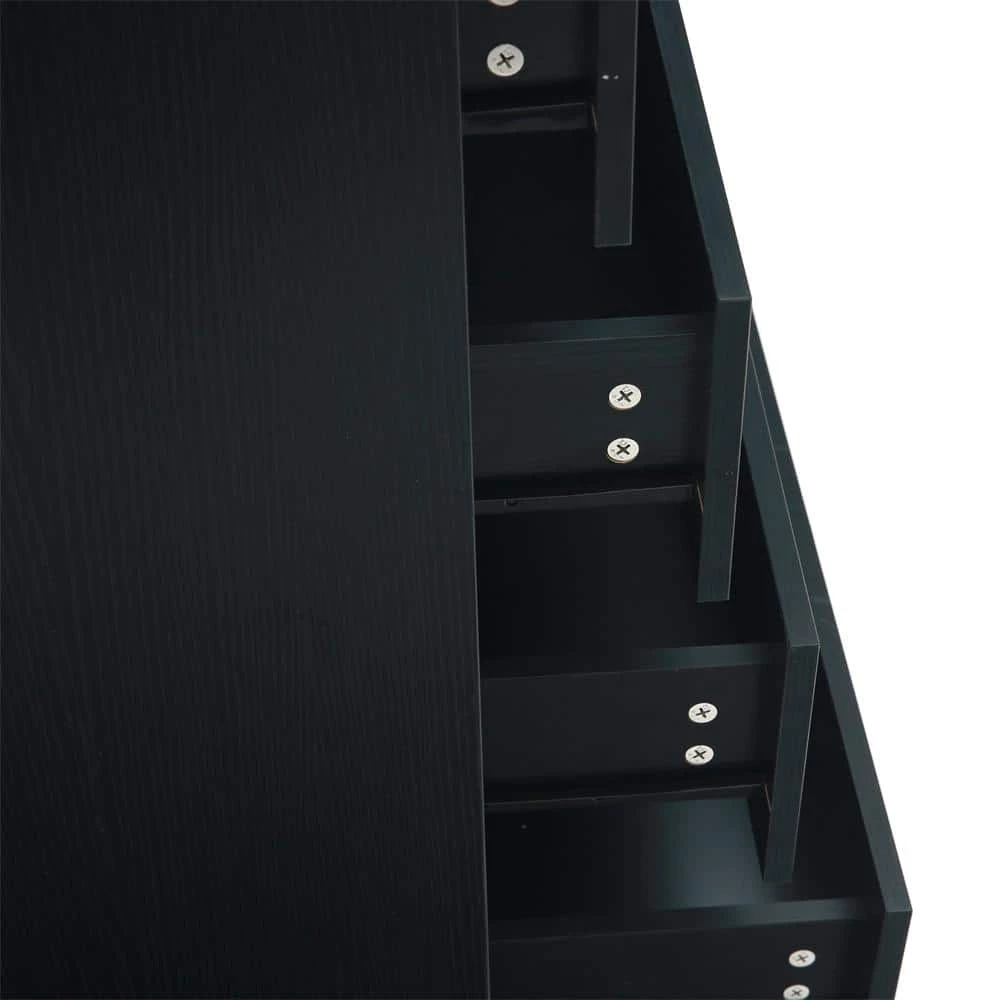 5-Drawer Dresser, NightStands in Black Woodgrain Modern Design, Tall Chest of Drawers, 30.31" x 43.9" x 16.54" Black by ANBAZAR 8 5-Drawer Dresser, NightStands in Black Woodgrain Modern Design, Tall Chest of Drawers, 30.31" x 43.9" x 16.54" Black by ANBAZAR - Image 8