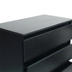 5-Drawer Dresser, NightStands in Black Woodgrain Modern Design, Tall Chest of Drawers, 30.31" x 43.9" x 16.54" Black by ANBAZAR 16 5-Drawer Dresser, NightStands in Black Woodgrain Modern Design, Tall Chest of Drawers, 30.31" x 43.9" x 16.54" Black by ANBAZAR -ANBAZAR Sales black anbazar nightstands wkx81 4f 1000