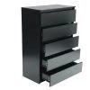5-Drawer Dresser, NightStands in Black Woodgrain Modern Design, Tall Chest of Drawers, 30.31" x 43.9" x 16.54" Black by ANBAZAR
