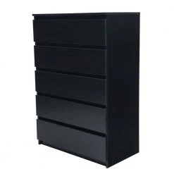 5-Drawer Dresser, NightStands in Black Woodgrain Modern Design, Tall Chest of Drawers, 30.31" x 43.9" x 16.54" Black by ANBAZAR 20 5-Drawer Dresser, NightStands in Black Woodgrain Modern Design, Tall Chest of Drawers, 30.31" x 43.9" x 16.54" Black by ANBAZAR -ANBAZAR Sales black anbazar nightstands wkx81 76 1000