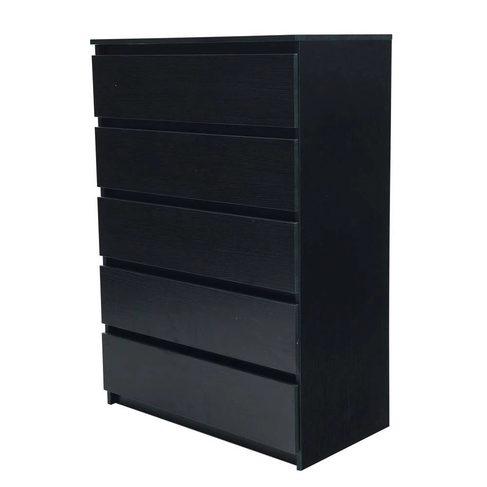 5-Drawer Dresser, NightStands in Black Woodgrain Modern Design, Tall Chest of Drawers, 30.31" x 43.9" x 16.54" Black by ANBAZAR 10 5-Drawer Dresser, NightStands in Black Woodgrain Modern Design, Tall Chest of Drawers, 30.31" x 43.9" x 16.54" Black by ANBAZAR - Image 10