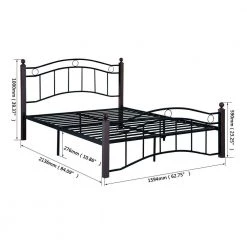 Queen Size Metal Platform Bed Frame with Headboard and Footboard, Sturdy Steel Slat Support/no spring base required by ANBAZAR -ANBAZAR Sales black anbazar platform beds d 001011 j1 4f 1000