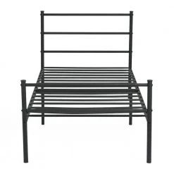 Black Bed Frame, Twin Size Platform Bed, Platform Frame Bed with High Headboard and Footboard, Metal Tube, No Box Spring by ANBAZAR -ANBAZAR Sales black anbazar platform beds wjz 129 1f 1000
