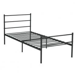 Black Bed Frame, Twin Size Platform Bed, Platform Frame Bed with High Headboard and Footboard, Metal Tube, No Box Spring by ANBAZAR