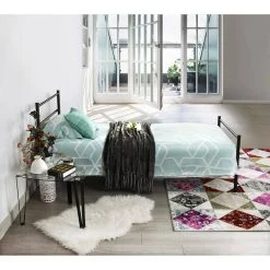Black Bed Frame, Twin Size Platform Bed, Platform Frame Bed with High Headboard and Footboard, Metal Tube, No Box Spring by ANBAZAR -ANBAZAR Sales black anbazar platform beds wjz 129 66 1000