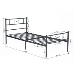 Black Bed Frame, Metal Twin size Platform Bed, Frame Bed with High Headboard and Footboard, Metal Tube, No Box Spring by ANBAZAR 25 Black Bed Frame, Metal Twin size Platform Bed, Frame Bed with High Headboard and Footboard, Metal Tube, No Box Spring by ANBAZAR -ANBAZAR Sales black anbazar platform beds wjz 130 31 1000