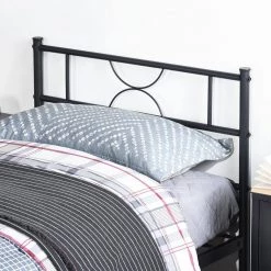 Black Bed Frame, Metal Twin size Platform Bed, Frame Bed with High Headboard and Footboard, Metal Tube, No Box Spring by ANBAZAR 17 Black Bed Frame, Metal Twin size Platform Bed, Frame Bed with High Headboard and Footboard, Metal Tube, No Box Spring by ANBAZAR -ANBAZAR Sales black anbazar platform beds wjz 130 66 1000