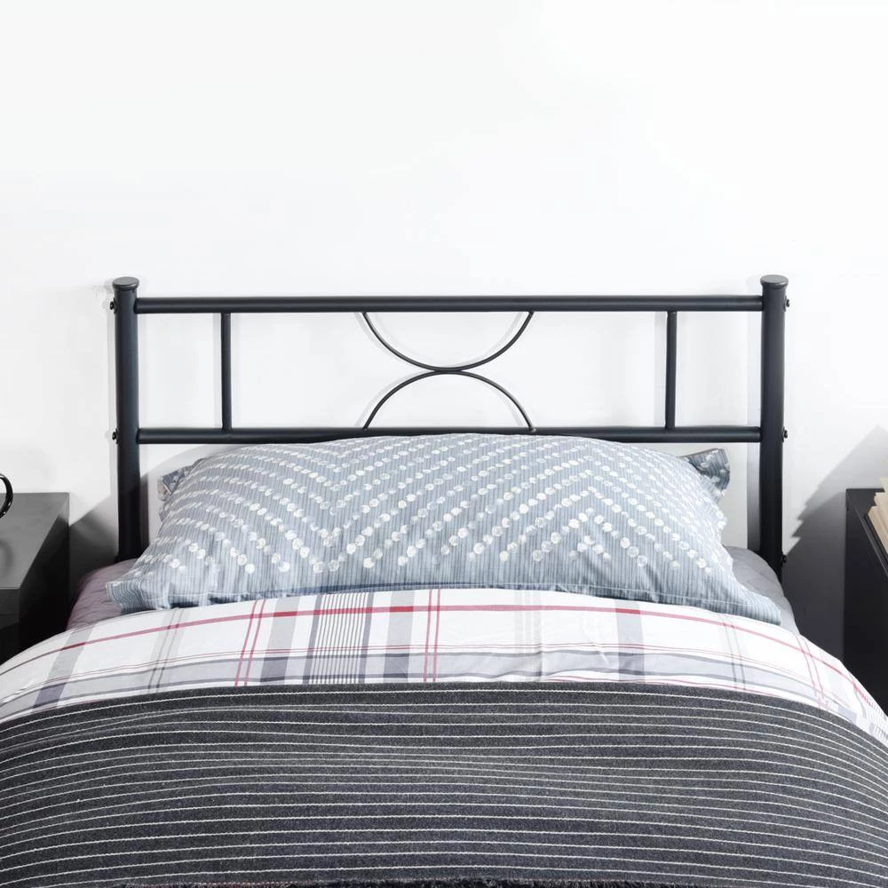 Black Bed Frame, Metal Twin size Platform Bed, Frame Bed with High Headboard and Footboard, Metal Tube, No Box Spring by ANBAZAR 4 Black Bed Frame, Metal Twin size Platform Bed, Frame Bed with High Headboard and Footboard, Metal Tube, No Box Spring by ANBAZAR - Image 4