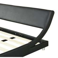 Black Faux Leather Upholstered Bed Frame, King size Low Platform Bed with Curve Design by ANBAZAR -ANBAZAR Sales black anbazar platform beds yh 0016b 4f 1000