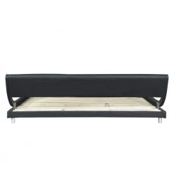 Black Faux Leather Upholstered Bed Frame, King size Low Platform Bed with Curve Design by ANBAZAR -ANBAZAR Sales black anbazar platform beds yh 0016b 66 1000