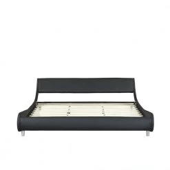 Black Faux Leather Upholstered Bed Frame, King size Low Platform Bed with Curve Design by ANBAZAR -ANBAZAR Sales black anbazar platform beds yh 0016b a0 1000