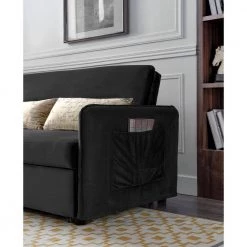 57 in. L x 34 in. W Black Modern Upholstered Sofa Bed with Pull-Out Bed 2 Pillows Adjustable Backrest 2 Big Side Pocket by ANBAZAR -ANBAZAR Sales black anbazar sofa beds liner05 b 40 1000