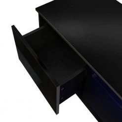 55 " TV Stand with 2 Center Drawers and Open Shelves, TV Stand Center Modern High-Gloss LED TV Cabinet， Black by ANBAZAR -ANBAZAR Sales black anbazar tv stands ff84 b 66 1000
