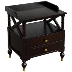 Modern Black Cherry Bedside Nightstand with Two Drawers, Solid Wood End Side Table 27.5"H 23.6"W 17"D by ANBAZAR -ANBAZAR Sales black cherry anbazar nightstands 00411anna 44 1000