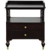 Modern Black Cherry Bedside Nightstand with Two Drawers, Solid Wood End Side Table 27.5"H 23.6"W 17"D by ANBAZAR