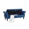 Tufted Upholstered Sofa Bench/Bed Stool, Roll Arm Storage Stool, For Bedroom, Living Room, Elevator, Entrance, Navy Blue by ANBAZAR